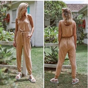Free People Beach bicoastal sleeveless Jumpsuit yellow XL